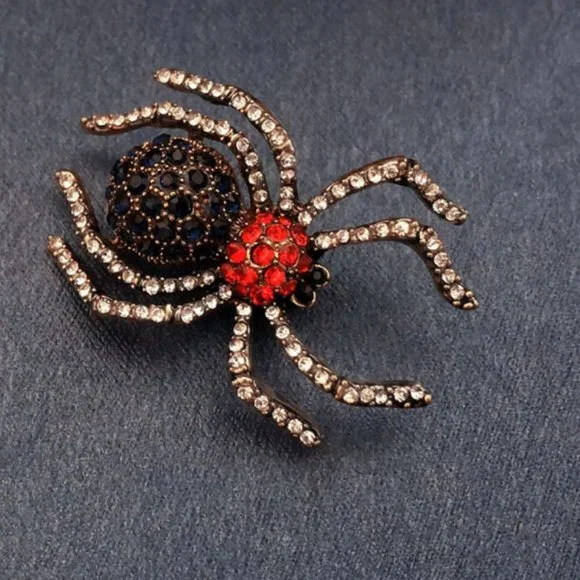 Spider Crystal Rhinestone Brooch - Picture 4 of 14